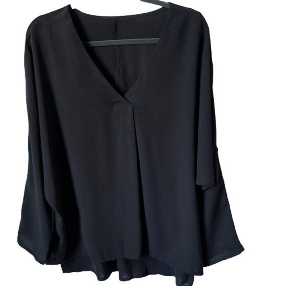 Black V-neck Long Top - Picture 1 of 15